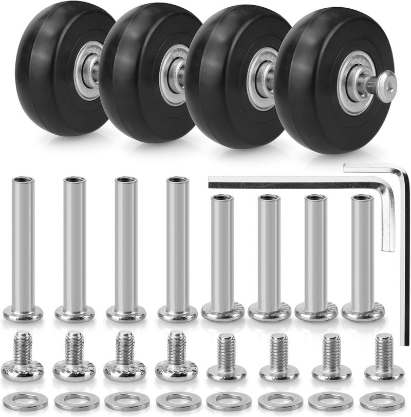 Zoofen 50 x 18mm Luggage Replacement Wheels 4 Pcs Rubber Suitcase Replacement Wheels Wear-Resistant Repair Casters for Luggage - Image 1
